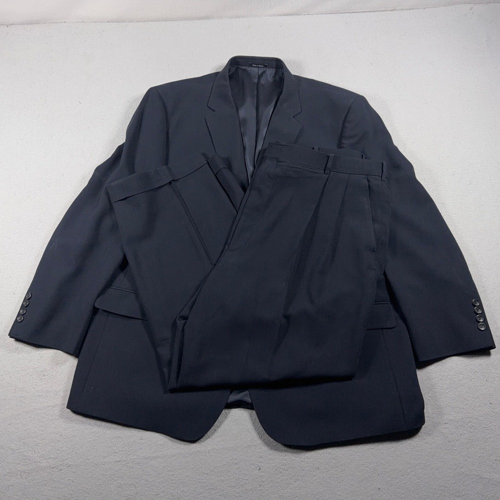 Joseph & Feiss Suit Set Men 48‎ Regular Classic Fit Navy Blue Wool Quiet Luxury